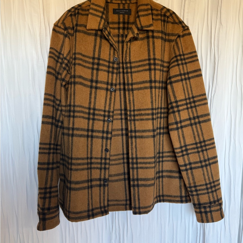 AllSaints Brown Plaid Shirt Jacket